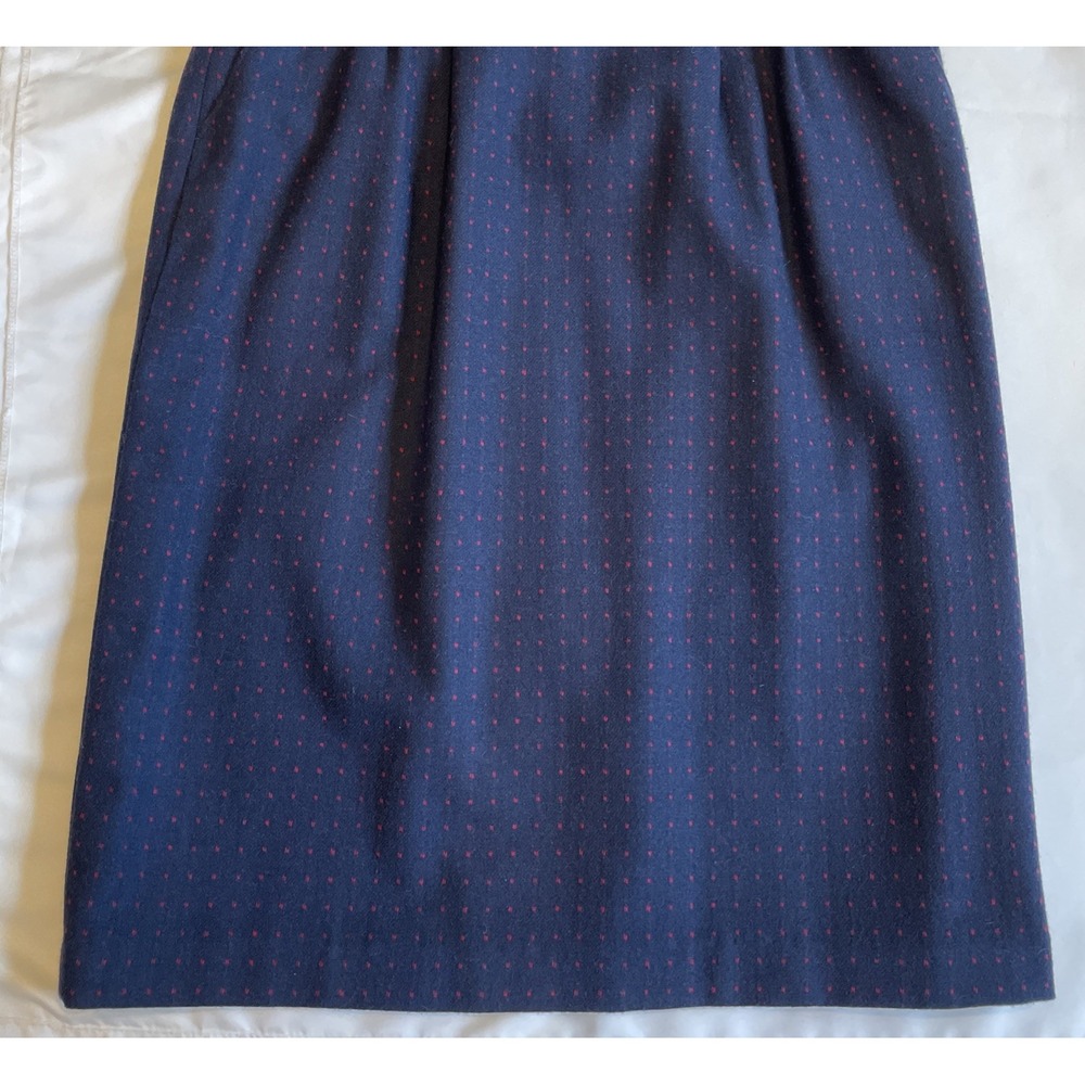 Vintage Pendleton Wool Aline Skirt Size 14 Pockets Blue W/red Dots 70's/80's USA - Picture 3 of 14
